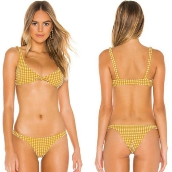 Vitamin A Lou Top Carmen Bottom Check Bikini Set Yellow - Picture 4 of 13